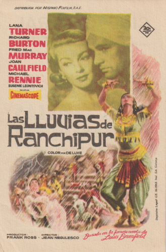 Las lluvias de Ranchipur (The Rains of Ranchipur), Jean Negulesco, 1955. Cine Central 22-4-1962