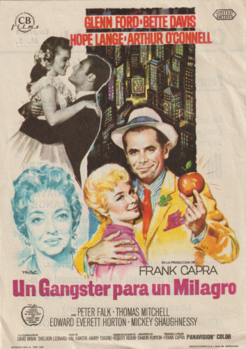 Un gángster para un milagro (Pocketful of Miracles), Frank Capra, 1961. Cine Central 5-11-1962