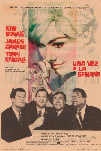 Una vez a la semana (Boys' Night Out), Michael Gordon, 1962. Cine Mariola, 11-2-1963