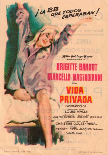 Vida privada (Vie privée), Louis Malle, 1962. Cine Mariola 7-10-1963